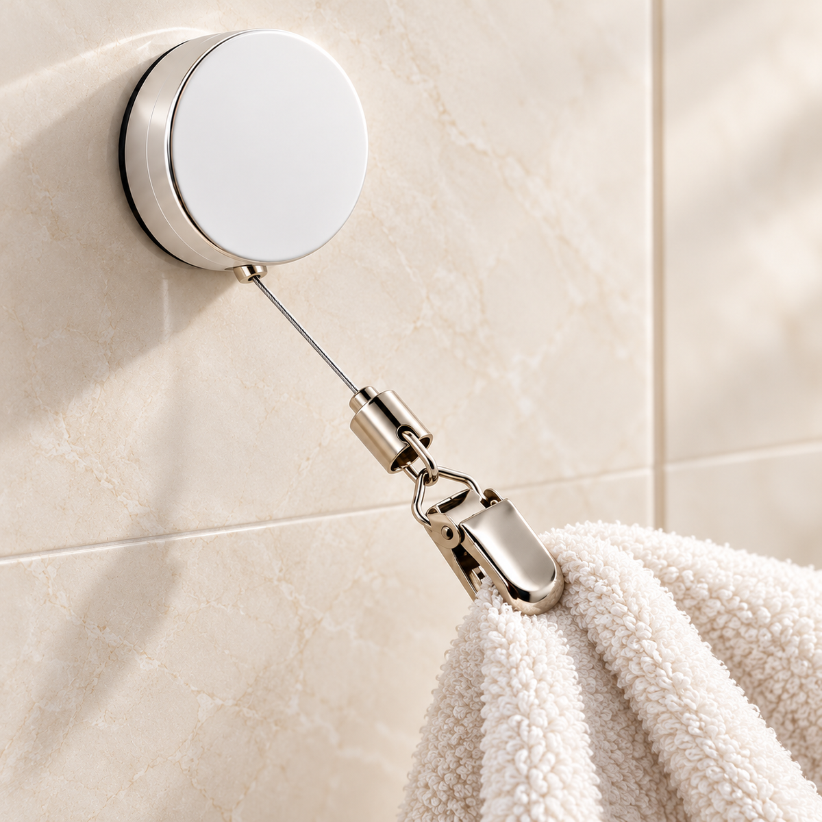 Porte-serviette rétractable sans perçage en situation
